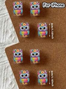 2/4/8pcs Cartoon Puppy & Owl Pattern Cable Protector, Cute & Fashionable Saver, Acrylic Material, Protect Charging Head, Earphone, Phone Cables From Breaking, Extend Data Cable Lifespan, Compatible With Android Type-C/Apple 20W Fast Charging Cable - Multicolor - View 15