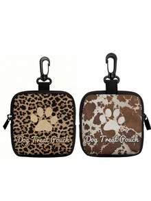 Ziplock Polyester Dog Training Treat Bag - Portable Pet Snack Pouch, Suitable For Outdoor Activities And Dog Walking, Available In Multiple Colors (Leopard Print, Cow Print, Silver), Ideal For Dog Owners And Trainers As Travel Pet Treat Container - Multicolor - View 7