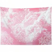 1pc Bohemian Style Pink Cloud & Floral Pattern Tapestry - Lightweight Polyester Wall Hanging With Star Accents For  Bedroom Living Room Dorm Decor Bedroom Wall Decor|Romantic Decor|Soft Fabric Appearance Room Decor - 彩色 - 查看 1