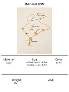 3件套简约流苏吊坠项链耳环套装，铜质，女士奢华派对及婚礼礼服配饰 - 金黃色 - 查看 7