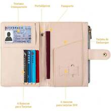 Lumbor37 Funda para Pasaporte, Cartera con Bloqueo Rfid Caja de Tarjeta de Visita Bolsa de Almacenamiento de Documentos de Viaj (Beige),36987931 - Beis - Ver 5
