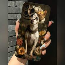 2026 nueva funda de teléfono esmerilada, funda de teléfono con diseño de perro chihuahua con flores y fondo vintage para iPhone 17 14 13 12 11 Pro Max Plus  Galaxy S23 S22 S21 S20 Ultra con protector de teléfono de arte floral elegante, funda de teléfono para pareja, regalo para novio o novia, San Valentín, cumpleaños, aniversario - Blanco antiguo - Ver 3