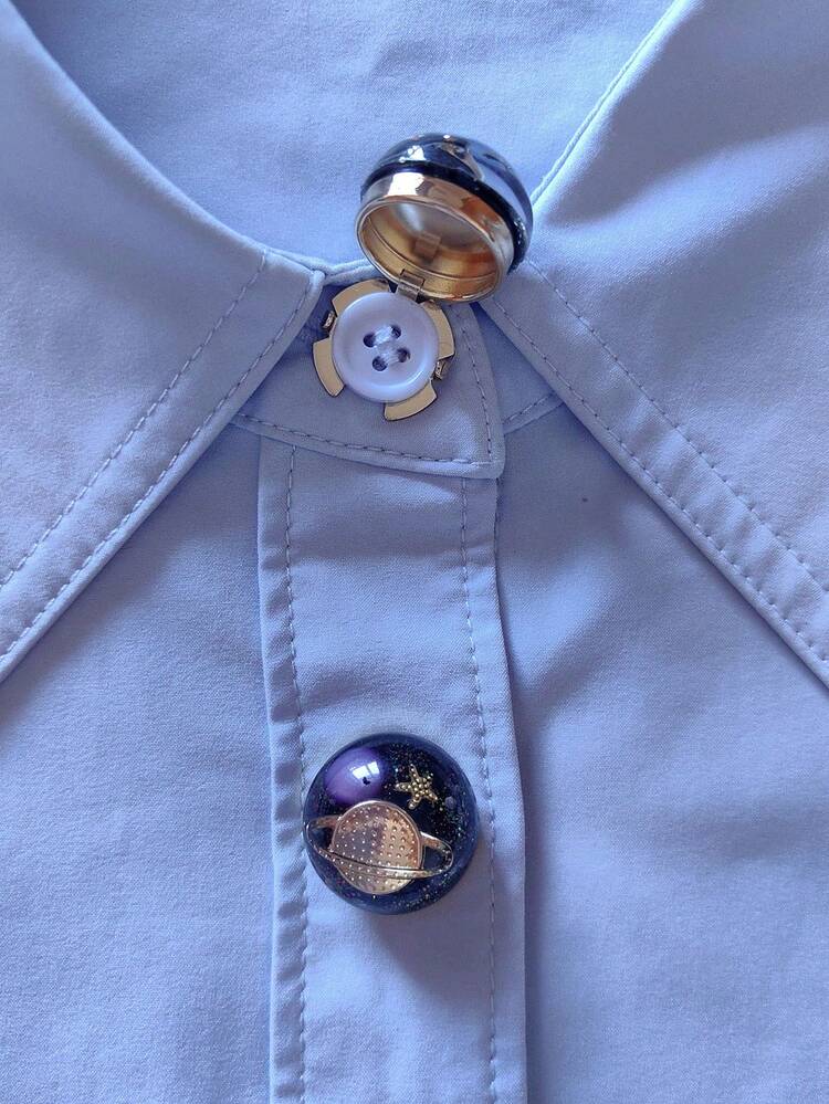 1pc/2pcs Elegant Geometric Pattern Button Set, Shirt Button Set, Clip Button Set, Fashionable Crystal Cufflink Set, Suitable For Tuxedo And Wedding Dress Decoration - Multicolor - View 3