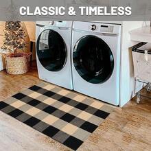 IOHOUZE Buffalo Plaid Checkered Rug 2x3 Ft Front Door Mats, Washable Area Rugs For Front Porch Welcome Mats Indoor Outdoor, Entryway Door Rug For Entryway, Home Entrance, Tan Black,One-Size,TanandBlack2x3Rectangular - 棕褐色和黑色 2x3 矩形 - 查看 4