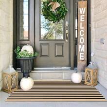 IOHOUZE Striped Area Rug 2'x4.3' Front Door Rugs Small Washable Area Rug For Front Porch, Spring Summer Welcome Door Mats Outdoor Indoor, Doormat For Entryway Porch Entrance, Tan/Black,One-Size,TanFFBlackssstripe2x44inchRectangular - TanFBlacksstripe2x44inchRectangular - View 1