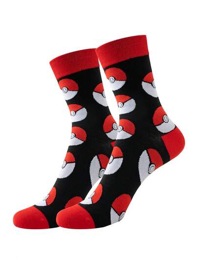 pokemon 1 par de calcetines de media pantorrilla con estampado de Pikachu de la serie Pokémon para hombres, de colores vibrantes, tallas europeas y americanas, cómodos y transpirables, de tela premium, adecuados para uso diario