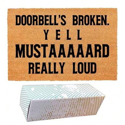 Funny Coir Doormat Welcome Front Porch Patio Decor Mat For The Entrance Way Outdoor Rug With Heavy-Duty Non Slip Outside Matt 23.6 X 15.7inch,One-Size,DoorbellsBrokenYellMustardReallyLoud