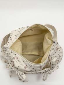 Túi đeo chéo vai có khóa kéo, trang trí nơ xinh xắn mới, rất cần thiết cho công việc, đi làm và mua sắm. - trắng - Xem 3