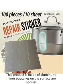 10pcs/50pcs/100pcs/200pcs Pot/Bucket Crack Repair Patches, Stainless Steel Pot Repair Patches, Bucket Repair Patches, Pot Repair Patches, Practical Pot & Bucket Repair Tape Set, Waterproof, Oil-Resistant, High-Temperature Resistant Aluminum Foil Tape, Essential Household Item
