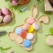 1pc Wooden Rabbit Shaped Easter Bunny Cutting Board, Cheese Board, Serving Tray, Holiday Salad Plate, Fruit Platter - Multicolor - View 9