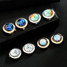 Clock Dial Pattern Button Cover , Fashionable Shirt Cufflinks, Collar Buttons, Brooch Buttons, Turtle Buttons, Sleeve Buttons, Clip Buttons, Ins Cufflinks Shirt Decoration, Fashionable And Versatile, Excellent Holiday Gifts, Deeply Loved By European And American Friends, Multiple Colors To Choose From 1PC - Nhiều màu - Xem 4