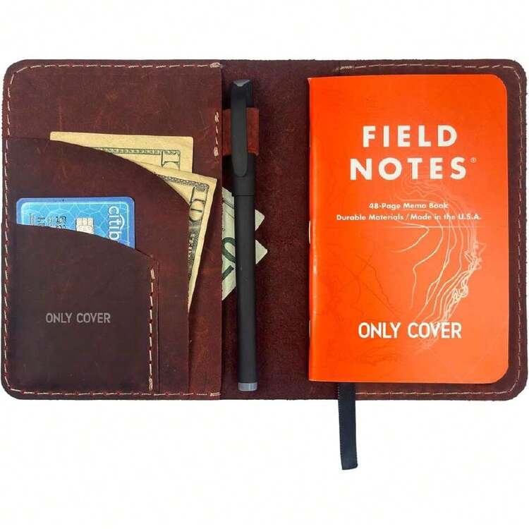 Leather Cover for Field Notes, Passport Cover, Leather Notebook Cover for 3.5" x 5.5" with Pen Holder, Only Cover (Shedron),36988038 - Rosa Roja - Añade 1