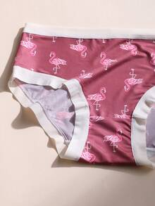 6pcs/Pack Sexy Flamingo Print Seamless Briefs For Women, Low Waist Soft & Breathable, Suitable For Yoga, Sports And Daily Wear - Multicolor - View 10
