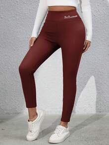 1pc Winter Sport Leggings High Waist Thick Pants Letter Embroidery Velvet Thick Thermal Pants Fleece Legging Winter Clothes Women  Women's Winter Clothing Of Women's Winter Clothing Women's Winter Fashion Women's Winter Promotion Of Women's Winter Clothing Christmas   Conjunto Deportivo  Leggings Para Mujer  Licras Para Mujer  Joggers Women  Jogger Para Mujer  Leggings For Women  Yoga Pants Gym Set   Leggings Set - Phiên bản nâng cấp màu đỏ - Xem 5
