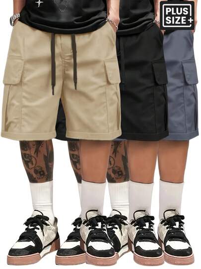 Plusstorlekar herr lösa bibshorts för sommaren, lämpliga för överviktiga kroppstyper, avslappnade och moderiktiga, mångsidiga lösa shorts för vardagsbruk, shopping och dejter, maxviktskapacitet upp till 136 kg