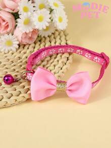 1/3 chiếc nơ đính kim sa thời trang và vòng cổ có chuông in hình dấu chân dễ thương, phụ kiện trang trí nhỏ xinh cho thú cưng, mang lại niềm vui cho mèo và chó. - Nhiều màu - Xem 12