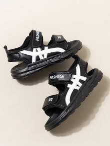 儿童凉鞋，男童EVA软底凉鞋，适合夏季，黑色 - 黑色 - 查看 3