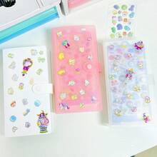 1本A6极简哑光贴纸收纳本，IDOLME贴纸收纳本，贴纸本，粉色、白色和透明色，一体式按扣贴纸收纳卡本，DIY手账材料收纳，适用于剪贴簿、贴纸本、3D立体贴纸收纳卡本、预算计划本、零钱和小饰品收纳、新学期返校用品、办公用品等。 - 彩色 - 查看 2