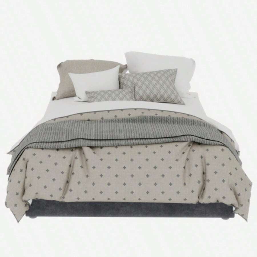 Modern Simple Style Bed Frame, 140*200 Cm, Grey, Dutch Velvet Fabric, With Gas Lift, Modern Bedroom Furniture, Excluding Headboard And Mattress. - White - View 1