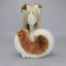 4 tipos de diadema de orejas de perro simuladas hechas a mano para Halloween, cola de perro de peluche flexible para Comic Con, cosplay, accesorios de orejas de animales realistas, máscaras - OREJA 3 - Ver 3