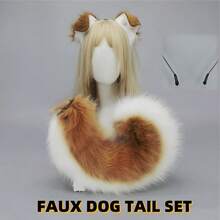 4 tipos de diadema de orejas de perro simuladas hechas a mano para Halloween, cola de perro de peluche flexible para Comic Con, cosplay, accesorios de orejas de animales realistas, máscaras - OREJA 3 - Ver 1