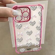 1pcs Leopard Heart Bow Phone Case Compatible with Apple Phone17 16 15 14 13 12 11 ProMax Antidrop Phone Case Camera Protection Phone Case Girlish Style Funky Cute Fashion Can Be Given To Friends Can Be Given To A Lover - Rosa - Ver 3