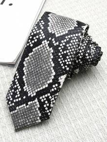 1pc Unisex PU Snake Skin Pattern Necktie, Suitable For Personalized, Street, Party, Gift - Multicolor - View 7