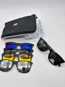 Lentes para Graduación con 5 Clips de Imán intercambiables para unisex codigo -1202 material- TR90 La calidad del producto es muy buena. El material es ligero. Es adecuado para usar en el trabajo, en fiestas, en casa y para uso prolongado. La mayoría de las compras pueden traer todas las ópticas para que puedas hacer el grado que desees. Se puede configurar para miopía y presbicia. El producto se ve bien. Todas las lentes para anteojos en mi tienda son a prueba de radiación y las lentes para el sol pueden proteger contra los rayos ultravioleta. tamano -52/18/140 altura de lente -45 longitud total-145 ..................... ..........................checale sin compromiso muchas gracias Imán - Negro - Ver 5
