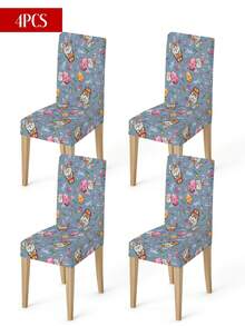 1pc/4pcs/6pcs/20pcs Easter Polyester Stretch Chair Covers, Egg Rabbit Floral Chair Back Protector Slipcovers, Washable For Home Dining Room Living Room Kitchen Decor - Black - View 14