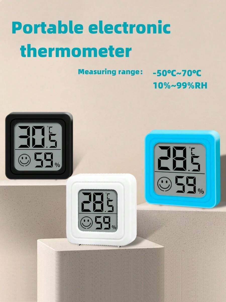 2pcs/1pc Electronic Thermometer, Intuitive Temperature & Humidity Display, Suitable For Indoor, Outdoor, Bedroom, Dining Room, Office, Reptile Habitat - Multicolor - View 1