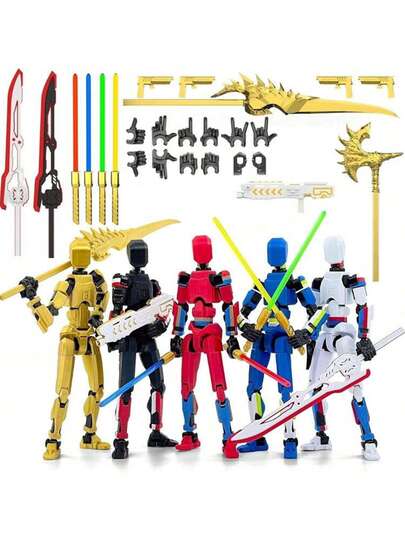 Fully Assembled T13 Articulated Doll, Multi-Color Titan 13 Articulated Doll Set With Laser Sword, 3D Printed T13 Lucky Robot Model Nova 13 Articulated Doll, T13 Articulated Doll