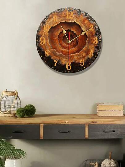 1 buc Ceas de perete cu tematică naturală, Ceas de perete cu secțiune transversală de ciot de copac, Ceas de perete din lemn, Ceas de perete silențios, Ceas de perete rotund, Potrivit pentru casă, sufragerie, decor pentru sufragerie, Cadou ideal pentru sărbători, zile de naștere, Paște, Alimentat cu baterii AA (bateria nu este inclusă)