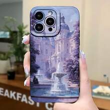 2026 nueva funda de teléfono esmerilada, funda de teléfono con impresión de castillo y fuente para  17 14 Pro Max  17 13 Pro  17 12  17 11  Galaxy S23 S22 S21 S20 S10 protector de teléfono funda de pareja regalo para novio novia día de San Valentín regalo de cumpleaños - Blanco antiguo - Ver 5