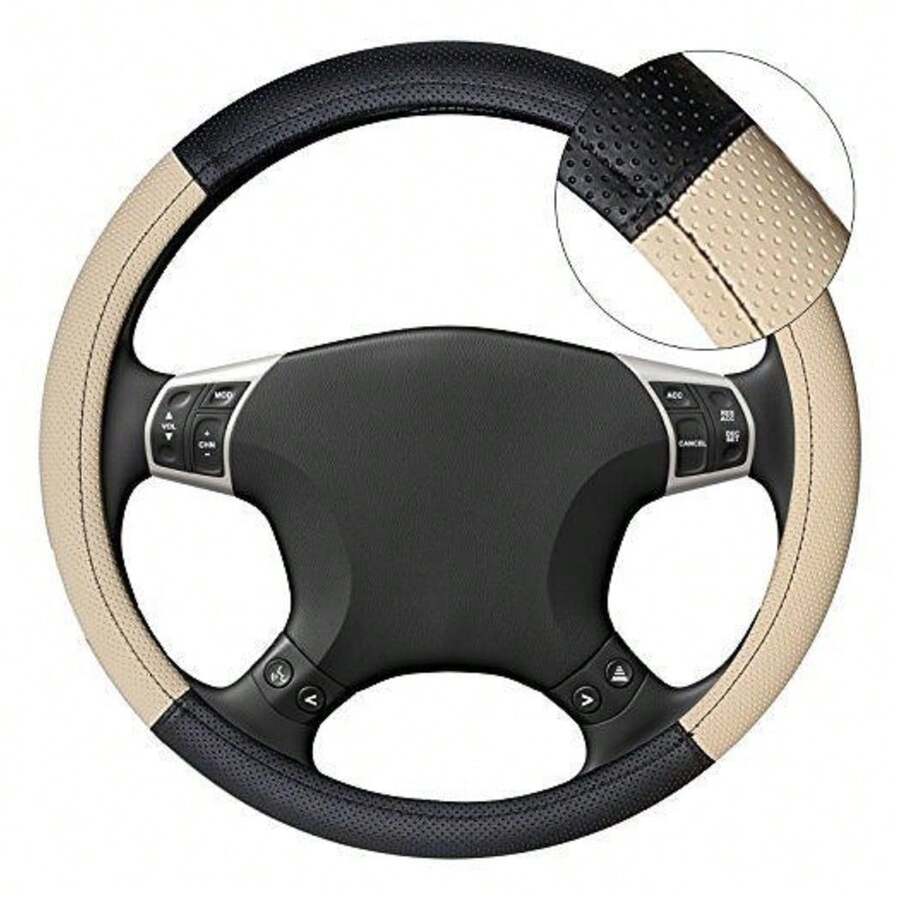OISE ART STORE Coprivolante Copri Volante Diametro 38 Presa Comfort Auto Nero Beige - - Multicolore - Visualizzare 1