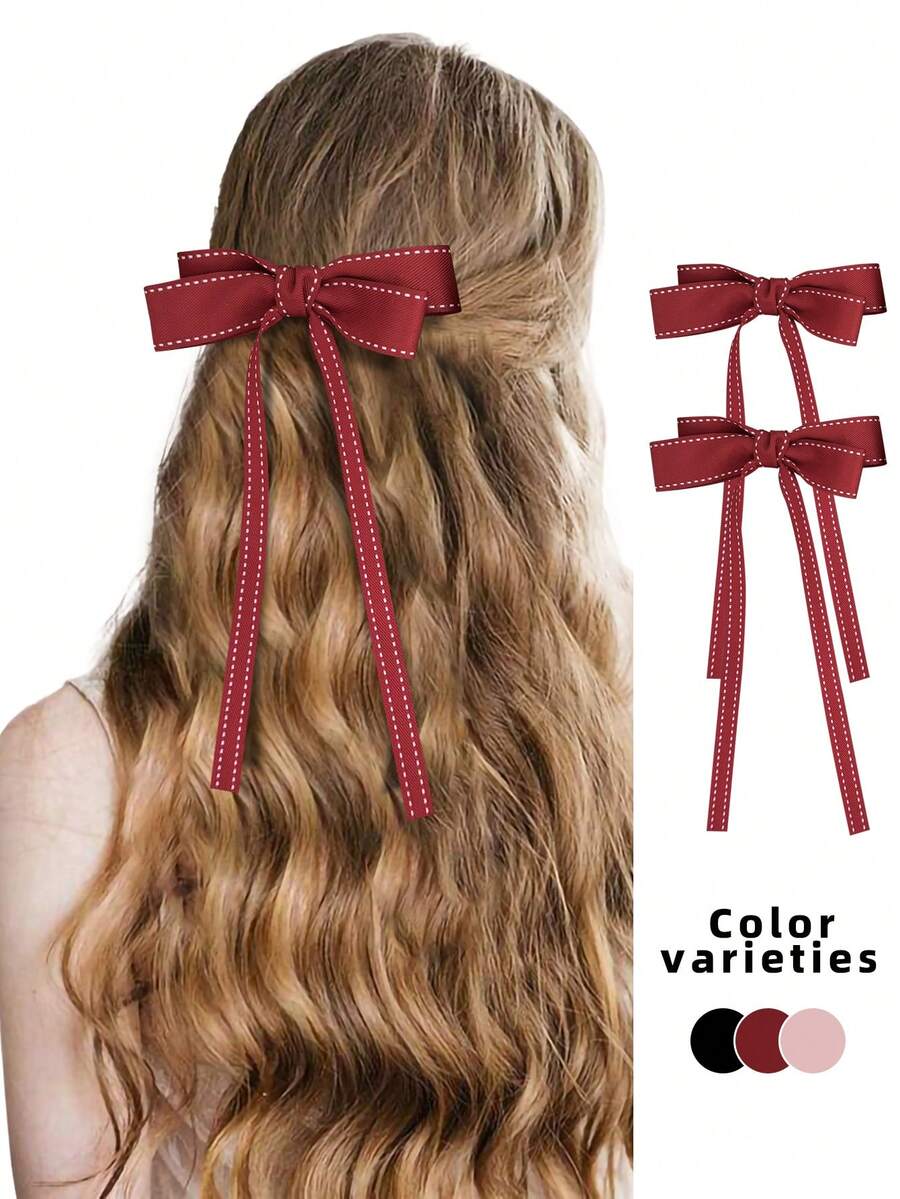 2 piezas Clips de pelo con lazo de unicolor versátil y minimalista para mujeres, elegantes y casuales, de alta gama con diseño de mariposa, adecuados para el uso diario, vacaciones, fiestas, cumpleaños, salidas, fotografía y cualquier ocasión. Un gran regalo para tu mejor amiga, clips de garra, pasadores de pelo, barrettes