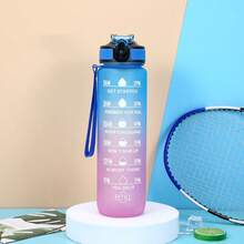 1000ml/33.8oz Gradient Color Plastic Outdoor Sports Water Bottle, Matte Finish With Strap, Time Scale, Convenient Straw, Suitable For Men And Women - Multicolor - View 15