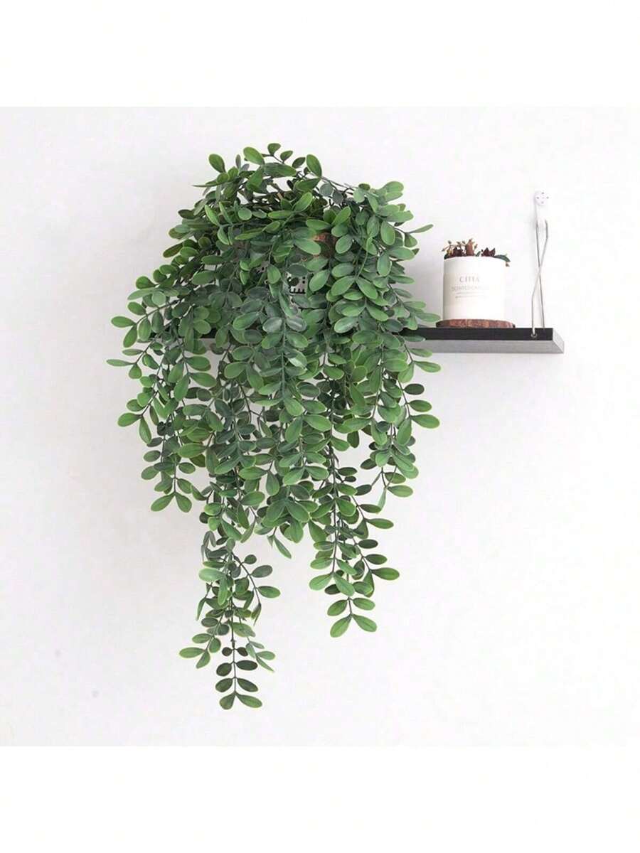 1株人造吊兰（带/不带盆），仿真吊盆植物，2株人造吊盆植物，仿真曼陀罗藤蔓吊兰，绿色植物墙面装饰，适用于室内、室外、客厅置物架、卧室、厨房、家居、婚礼（温馨提示：如果产品有异味，请将其放置在通风良好的地方1-3天，异味即可减轻） - 綠色 - 查看 1