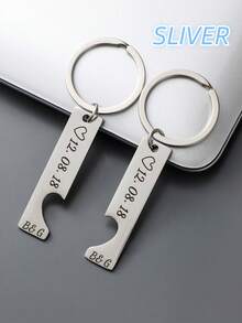 Valentine's Day Custom Split Heart Keychains - Personalized Date & Initials Couple Key Rings For Couples/New Parents, Anniversary/Wedding Romantic Gift. - Multicolor - View 11