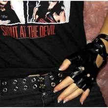 Fingerless Gloves For Women Black PU Leather Punk Rock Gloves Halloween Cosplay Half Finger Accessories Biker Driving Motorcycle Gothic Glove - 如圖所示 - 查看 7