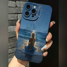 Funda de teléfono con diseño de océano, atardecer y sirena para  17, 15 Pro Max,  17, 14 Pro,  17, 13,  Galaxy S23, S22, S21, funda protectora para teléfono, regalo para pareja, regalo para novio o novia, regalo de vacaciones - Azul Klein - Ver 1