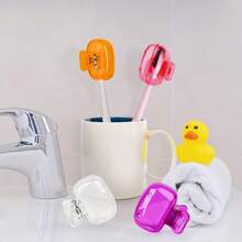 1 Simple Portable Toothbrush Organizer Clip - Plastic Protective Cap. A Must-Have For Travel And Business Trips. Dustproof And Antibacterial. Compact And Space-Saving. - Multicolor - View 4