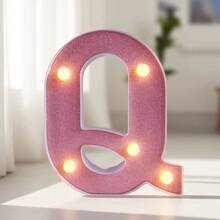 1个LED发光字母/数字灯，粉色发光字母，电池供电闪烁字母灯，适用于派对、求婚、婚礼、餐桌、墙面装饰、生日、客厅、卧室装饰 [不含电池] - 暖白色 - 查看 28