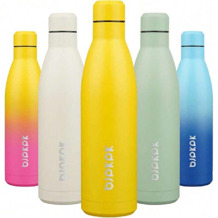 - Botella de agua aislada de 25 onzas, doble pared aislada al aspiradora, botellas de agua de acero inoxidable para manchas frías y calientes, color amarillo,36983689 - verde menta - Añade 1