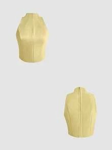 3pcs Women Autumn/Winter Set: Mustard Top, Jacket And Pants Spring - Yellow - View 8