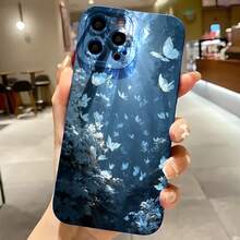 2026 nueva funda de teléfono esmerilada, funda de teléfono con patrón de mariposa azul para  17 15 Pro Max,  17 14 Pro,  17 13, funda de protección para teléfono  Galaxy S23 S22 S21, funda de pareja, regalo para novio, novia, día de San Valentín, regalo de cumpleaños - Negro - Ver 4