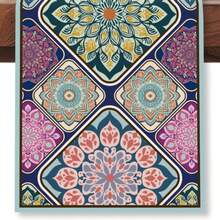 Bohemian Floral Table Runner, Vintage Flower Decor Table Runner Suitable For Party, Wedding, Retro, Countryside, Farmhouse, Kitchen, Dining Table Decoration, Home Party Decor, 13x35/13x47/13x72/13x90/13x108 Inches - Multicolor - View 9