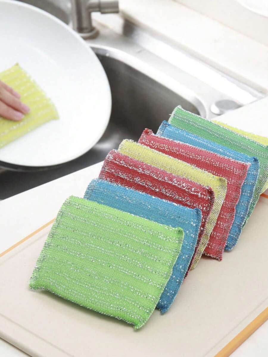 10 块洗碗海绵，家用厨房双面清洁海绵块，锅碗瓢盆清洁刷 - 混色隨機 - 查看 1