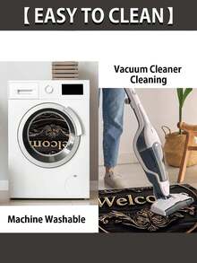 欢迎回家半圆形门垫 - 仿木雕设计，防滑，可水洗，适用于客厅、露台、玄关 - 农舍风格装饰 - 彩色 - 查看 5