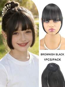 Extra Thick Kids Clip-In Bangs - Brown Fringe Set For Girls, Easy &Heat Resistant For Christmas Dress-Up (More Hair, Soft ) - Multicolor - View 16
