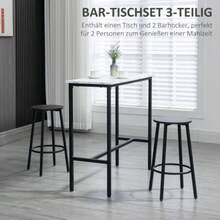 HOMCOM 3-Piece Bar Table Set With Bar Stools, Dining Table With 2 Bar Stools, Dining Set, Standing Table, Kitchen Table, Steel, White, Black - Black - View 4